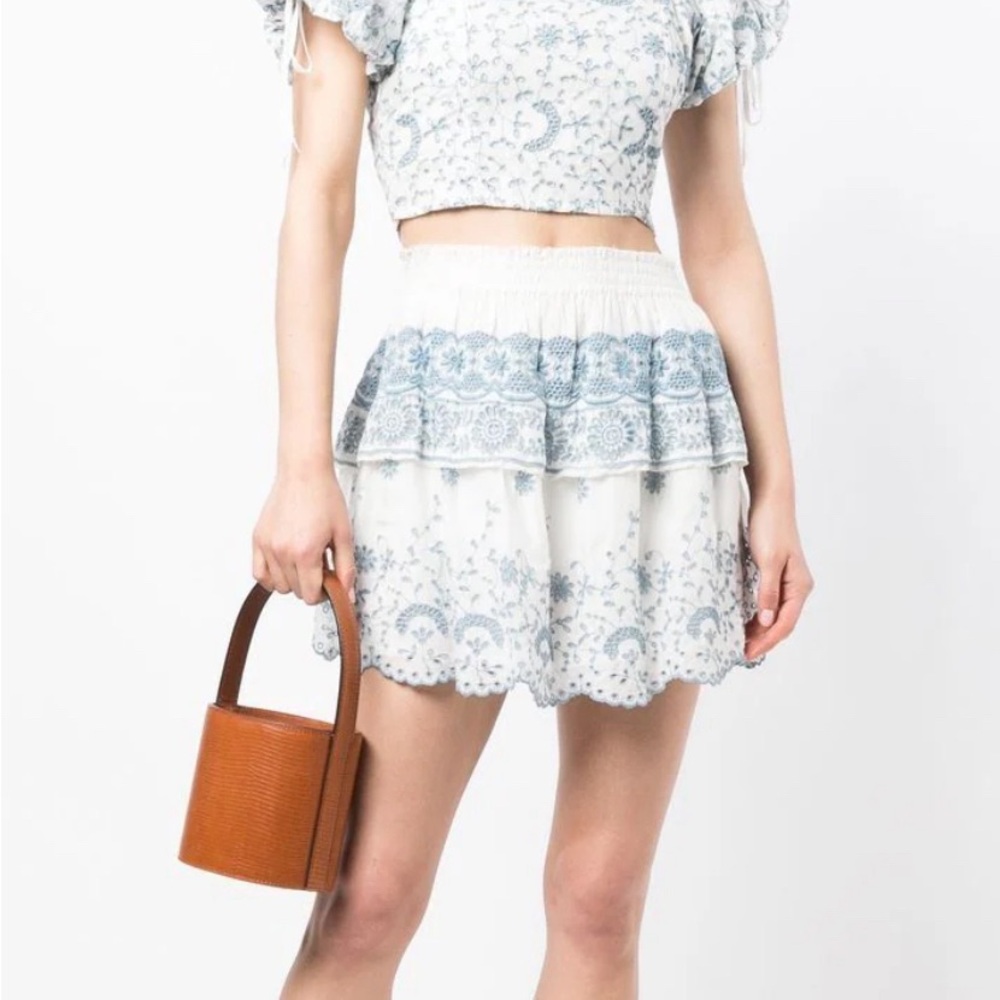 LoveShack Fancy broderie-anglaise mini skirt